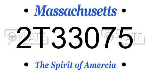 2T33075 Massachusetts License Plate