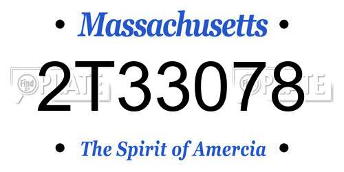 2T33078 Massachusetts License Plate