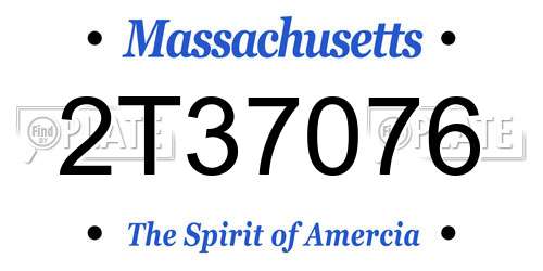 2T37076 Massachusetts License Plate