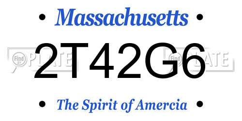 2T42G6 Massachusetts License Plate