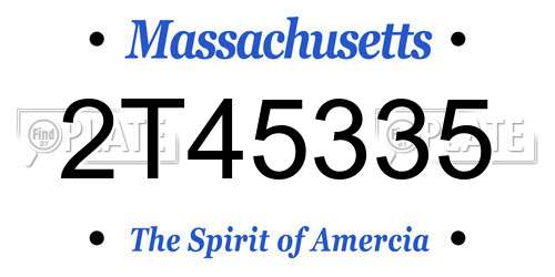 2T45335 Massachusetts License Plate