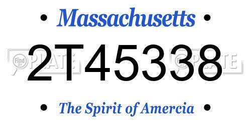 2T45338 Massachusetts License Plate