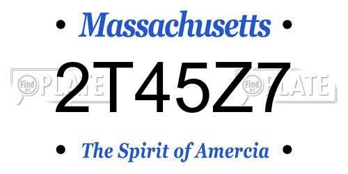 2T45Z7 Massachusetts License Plate