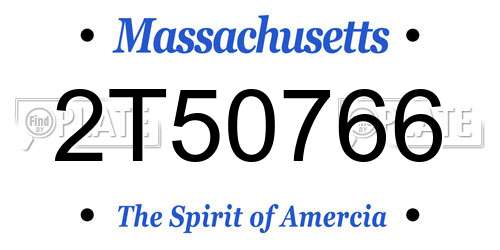 2T50766 Massachusetts License Plate