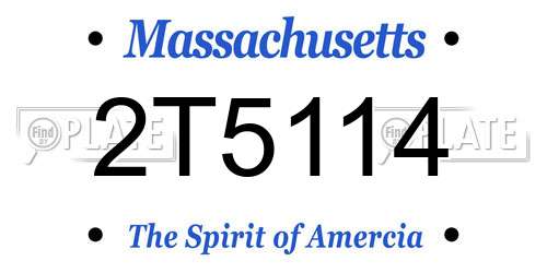 2T5114 Massachusetts License Plate