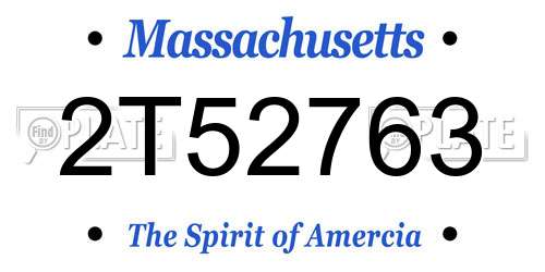 2T52763 Massachusetts License Plate