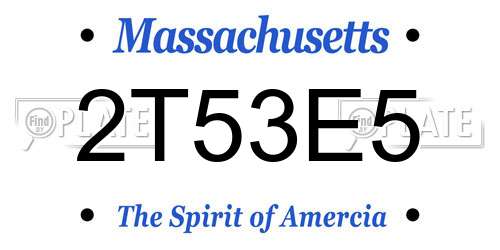2T53E5 Massachusetts License Plate