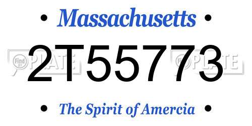 2T55773 Massachusetts License Plate