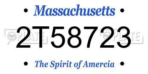 2T58723 Massachusetts License Plate