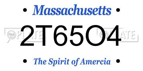 2T65O4 Massachusetts License Plate