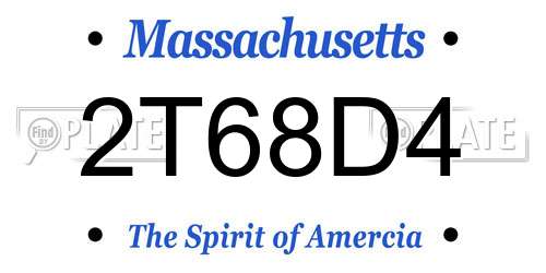 2T68D4 Massachusetts License Plate