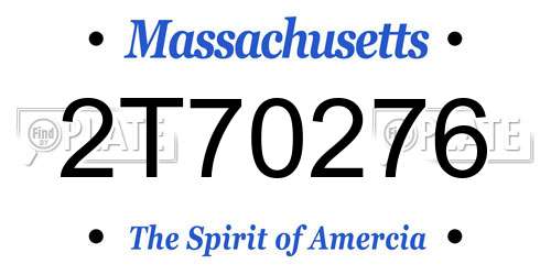 2T70276 Massachusetts License Plate