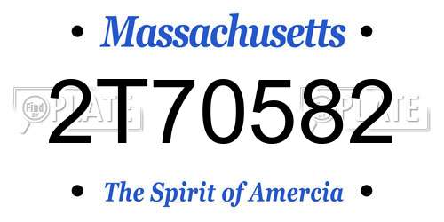 2T70582 Massachusetts License Plate