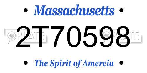 2T70598 Massachusetts License Plate