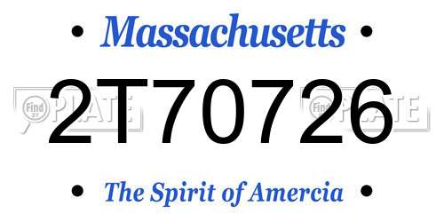 2T70726 Massachusetts License Plate