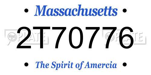 2T70776 Massachusetts License Plate