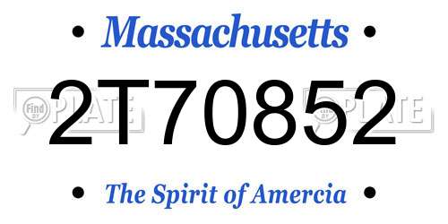 2T70852 Massachusetts License Plate