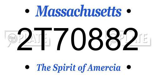 2T70882 Massachusetts License Plate
