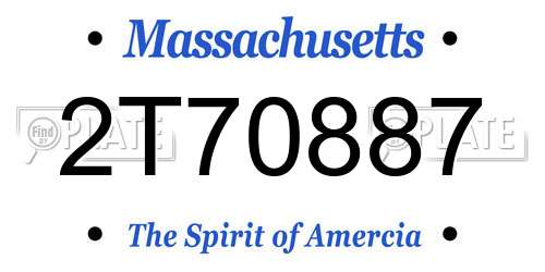 2T70887 Massachusetts License Plate