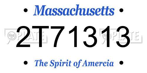 2T71313 Massachusetts License Plate