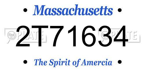 2T71634 Massachusetts License Plate