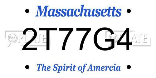 2T77G4 Massachusetts License Plate