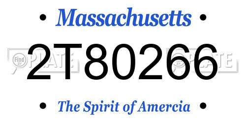 2T80266 Massachusetts License Plate