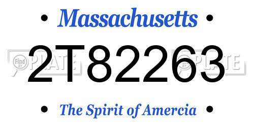2T82263 Massachusetts License Plate