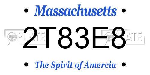 2T83E8 Massachusetts License Plate