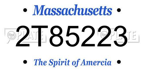 2T85223 Massachusetts License Plate