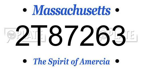 2T87263 Massachusetts License Plate