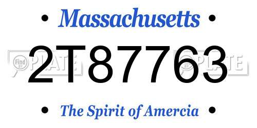 2T87763 Massachusetts License Plate