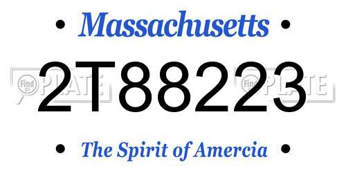 2T88223 Massachusetts License Plate