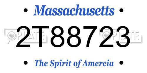 2T88723 Massachusetts License Plate