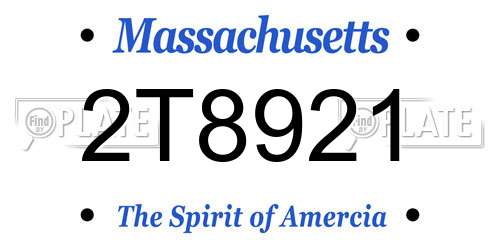 2T8921 Massachusetts License Plate