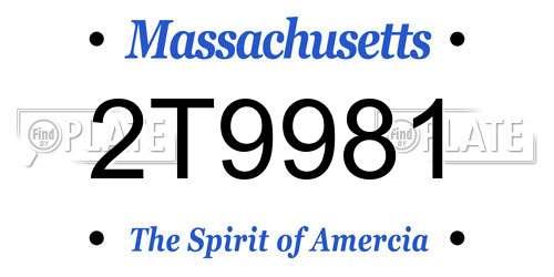 2T9981 Massachusetts License Plate