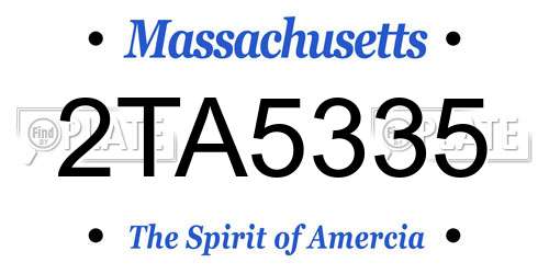 2TA5335 Massachusetts License Plate