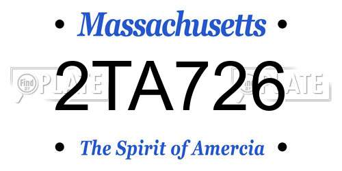 2TA726 Massachusetts License Plate