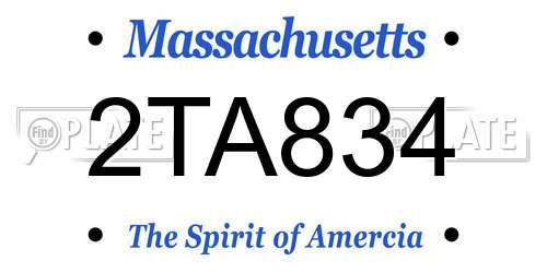 2TA834 Massachusetts License Plate
