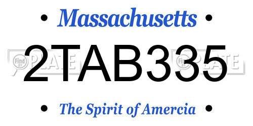 2TAB335 Massachusetts License Plate