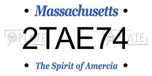 2TAE74 Massachusetts License Plate