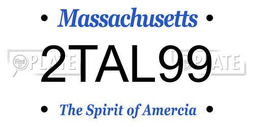 2TAL99 Massachusetts License Plate