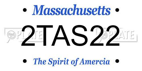 2TAS22 Massachusetts License Plate