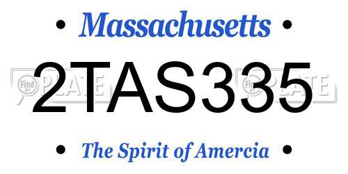 2TAS335 Massachusetts License Plate