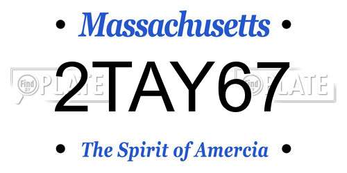 2TAY67 Massachusetts License Plate