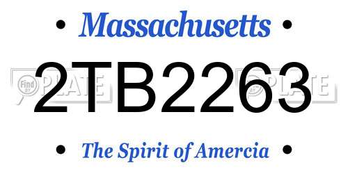 2TB2263 Massachusetts License Plate