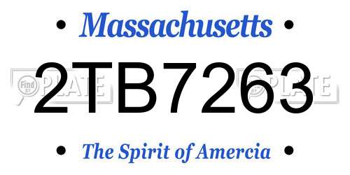 2TB7263 Massachusetts License Plate
