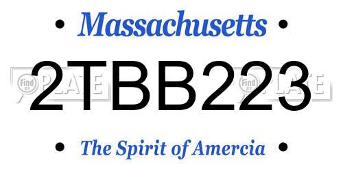 2TBB223 Massachusetts License Plate