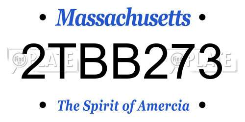 2TBB273 Massachusetts License Plate