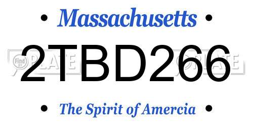 2TBD266 Massachusetts License Plate